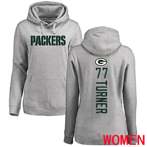 Green Bay Packers Ash Women #77 Turner Billy Backer Nike NFL Pullover Hoodie Sweatshirts